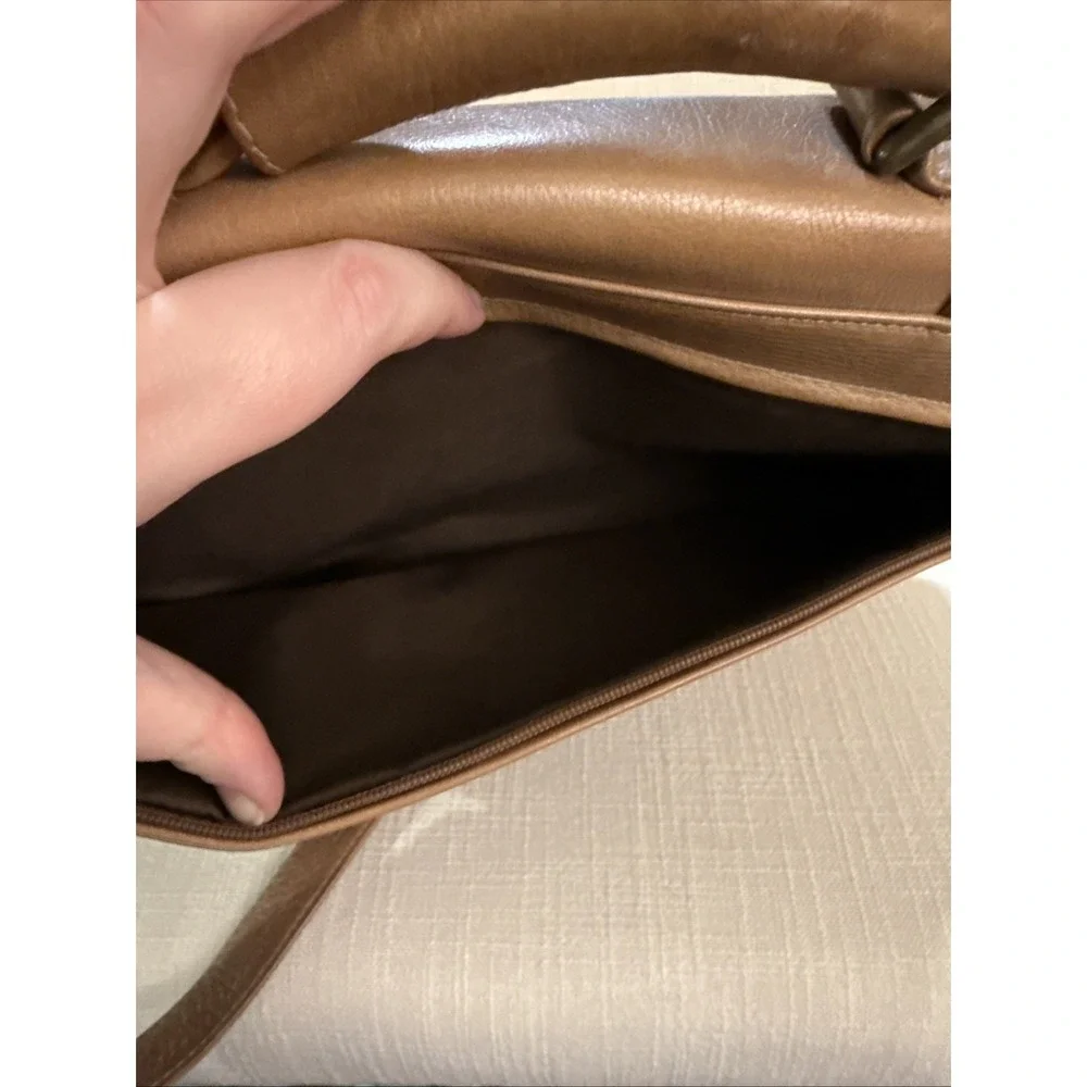 Lodis‎ Brown Pebbled Leather Laptop Messenger Briefcase Bag Expandable Business